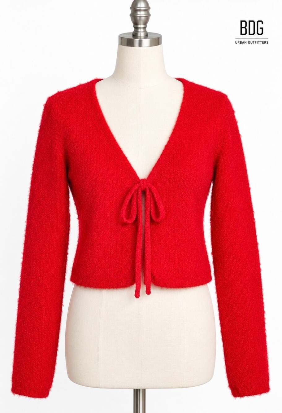 BDG Urban Outfitters Red Fuzzy Tie Front Cardigan M NWT Balletcore